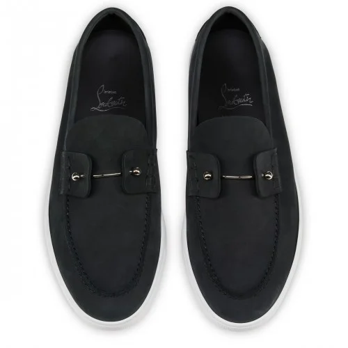 Loafers CHRISTIAN LOUBOUTIN, Boat Shoes - Reversed nubuck leather - Black - Men