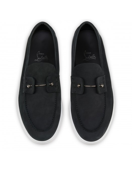 Loafers CHRISTIAN LOUBOUTIN, Boat Shoes - Reversed nubuck leather - Black - Men - 3240186B439