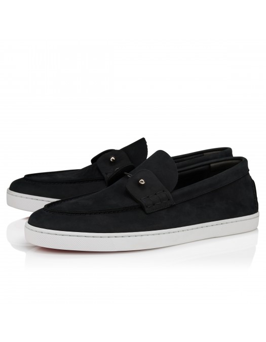 Loafers CHRISTIAN LOUBOUTIN, Boat Shoes - Reversed nubuck leather - Black - Men - 3240186B439