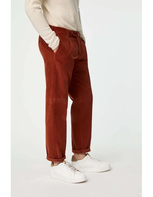 Pantaloni L.B.M 1911, Patterned Cotton Velvet, Brick Red - 3550728481 Pantaloni L.B.M 1911, Patterned Cotton Velvet, Brick Red - 3550728481