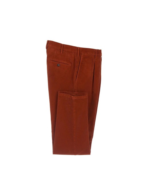 Pantaloni L.B.M 1911, Patterned Cotton Velvet, Brick Red - 3550728481