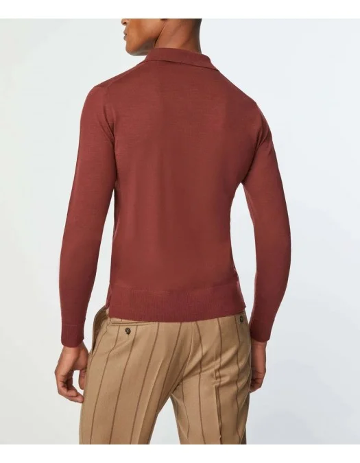 Pulover L.B.M 1911, Classic Design, Buttons, Wool, Brick Red - 4950226355
