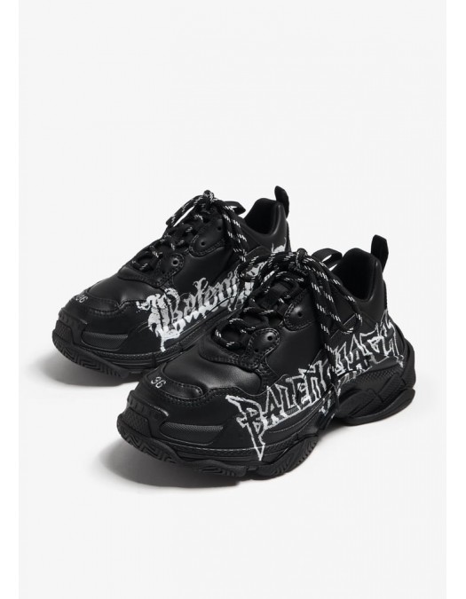 SNEAKERS BALENCIAGA, Triple S, Logo Print, Black - 524039W2FAY1090