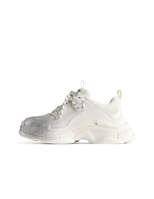 Sneakers BALENCIAGA, Women's Triple S Glitter Spray Sneaker in White/silver - 524039WTSGS9018
