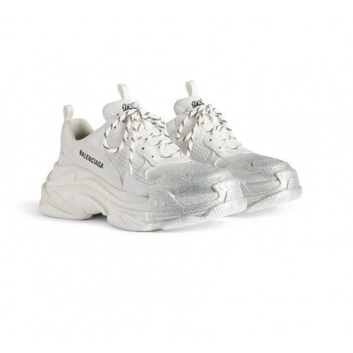 Sneakers BALENCIAGA, Women's Triple S Glitter Spray Sneaker in White/silver