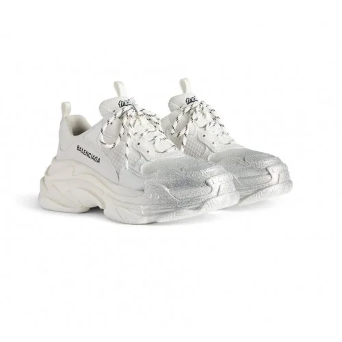 Sneakers BALENCIAGA, Women's Triple S Glitter Spray Sneaker in White/silver