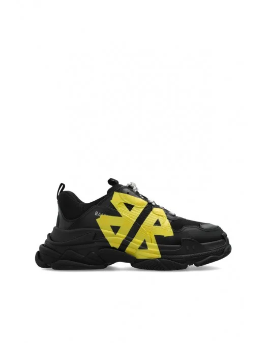 SNEAKERS BALENCIAGA, Triple S Design, Yellow Logo, Black - 536737WTRST1070 SNEAKERS BALENCIAGA, Triple S Design, Yellow Logo, Black - 536737WTRST1070
