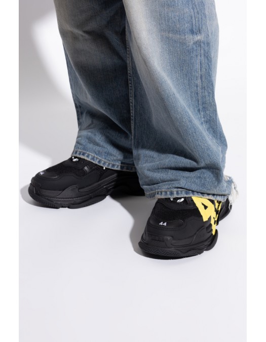 SNEAKERS BALENCIAGA, Triple S Design, Yellow Logo, Black - 536737WTRST1070