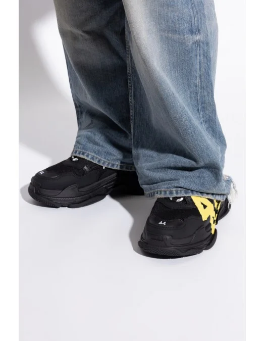 SNEAKERS BALENCIAGA, Triple S Design, Yellow Logo, Black - 536737WTRST1070 SNEAKERS BALENCIAGA, Triple S Design, Yellow Logo, Black - 536737WTRST1070