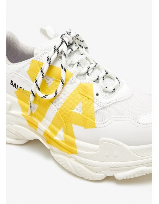 SNEAKERS BALENCIAGA, Triple S Tape, Yellow Detail, White - 536737WTRST9070