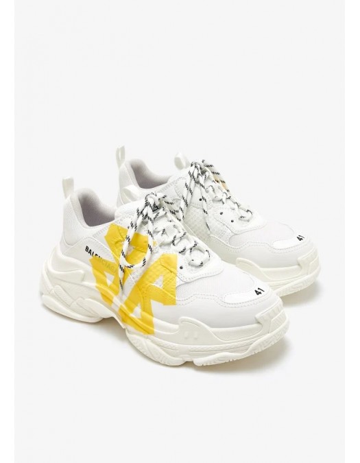 SNEAKERS BALENCIAGA, Triple S Tape, Yellow Detail, White - 536737WTRST9070