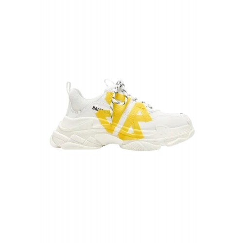 SNEAKERS BALENCIAGA, Triple S Tape, Yellow Detail, White SNEAKERS BALENCIAGA, Triple S Tape, Yellow Detail, White