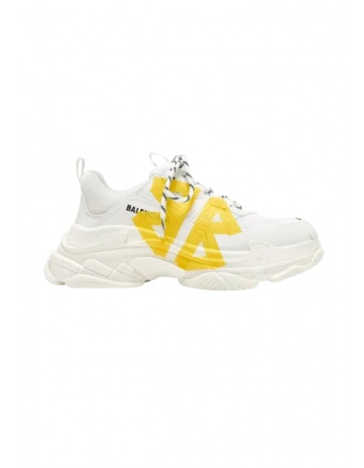 SNEAKERS BALENCIAGA, Triple S Tape, Yellow Detail, White - 536737WTRST9070