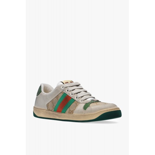 SNEAKERS GUCCI, Beige WEB Stripe, 'Screener' Sneakers, Multicolor SNEAKERS GUCCI, Beige WEB Stripe, 'Screener' Sneakers, Multicolor