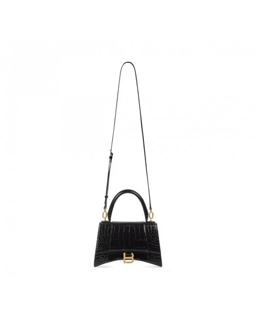 GEANTA BALENCIAGA, Handbag, Hourglass Small, Crocodile, Black - 5935461LRGM1000