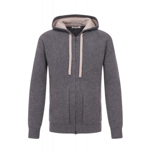 Hanorac L.B.M 1911, Grey knit zip-up hoodie Hanorac L.B.M 1911, Grey knit zip-up hoodie