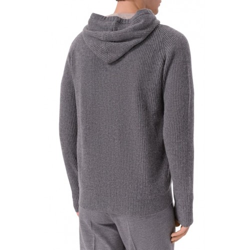Hanorac L.B.M 1911, Grey knit zip-up hoodie Hanorac L.B.M 1911, Grey knit zip-up hoodie