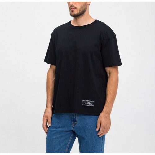 Tricou Valentino, Logo Insert, Round Neck, Black Tricou Valentino, Logo Insert, Round Neck, Black