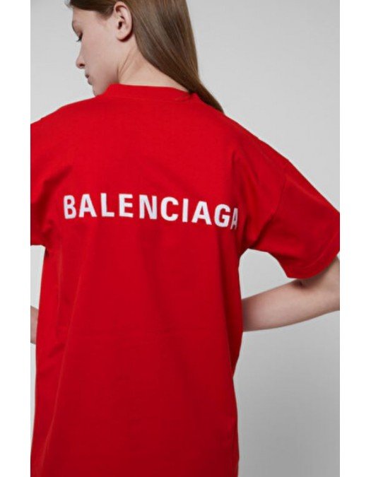 Tricou BALENCIAGA, Logo alb, Rosu - 612965TMVF43168