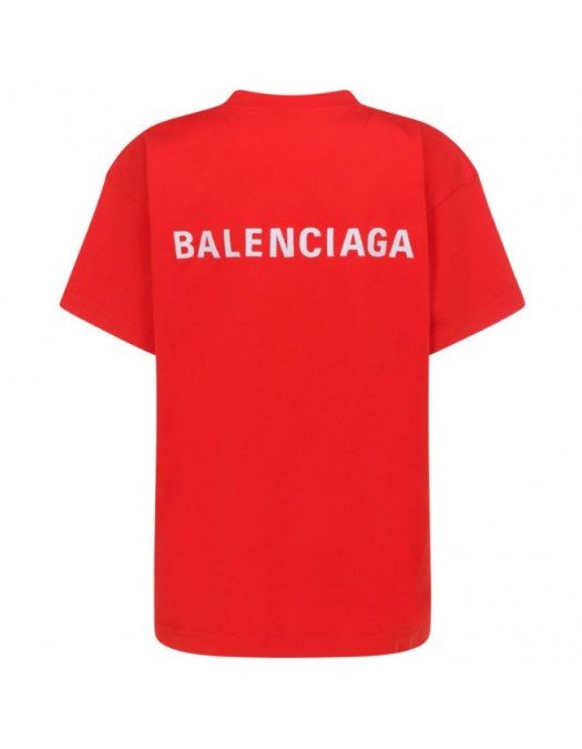 Tricou BALENCIAGA, Logo alb, Rosu - 612965TMVF43168