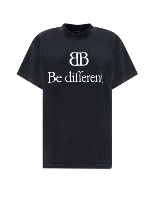 Tricou BALENCIAGA, Be Different Print, Black - 612965TNVU91070