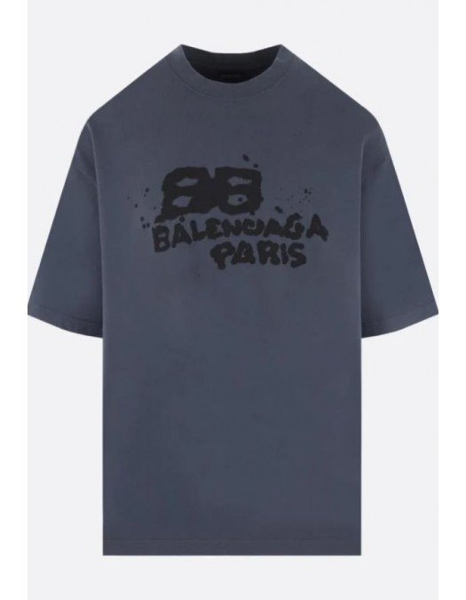 Tricou Balenciaga, Logo Print, Oversized, Albastru - 612966TNVN44183