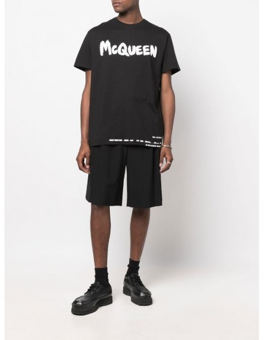 Tricou Alexander Mcqueen, Logo Print, Text Insert, Black - 622104QTZ570901