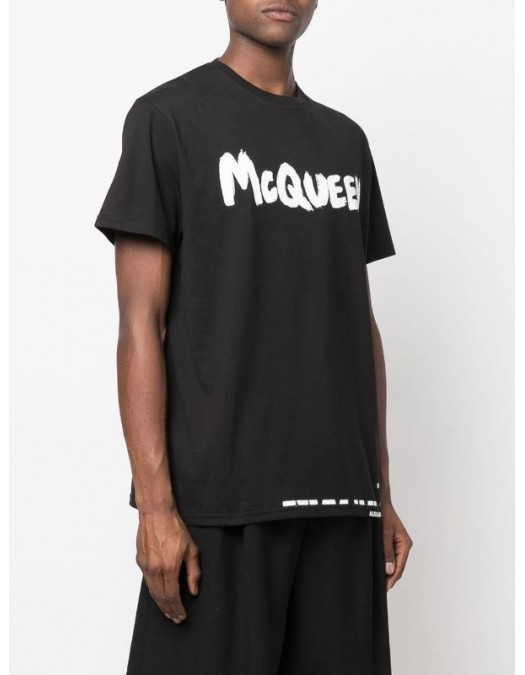 Tricou Alexander Mcqueen, Logo Print, Text Insert, Black - 622104QTZ570901