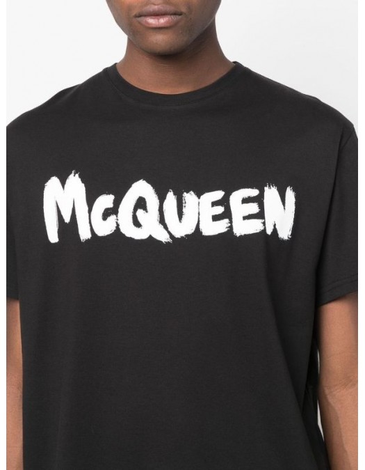 Tricou Alexander Mcqueen, Logo Print, Text Insert, Black - 622104QTZ570901