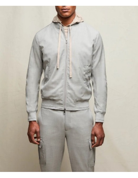 Jacheta LBM, Wool bomber jacket in mineral gray - 6421629356