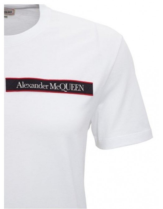 Tricou Alexander Mcqueen, Logo Frontal, White - 642662QQX749000