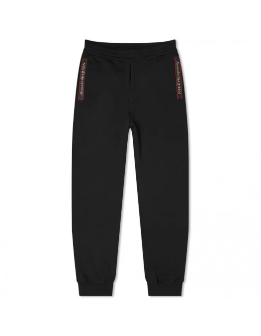 Pantaloni ALEXANDER MCQUEEN, Logo Taped, Jogger, Black - 642664QQX751000