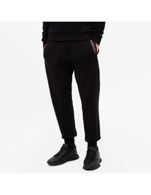 Pantaloni ALEXANDER MCQUEEN, Logo Taped, Jogger, Black - 642664QQX751000