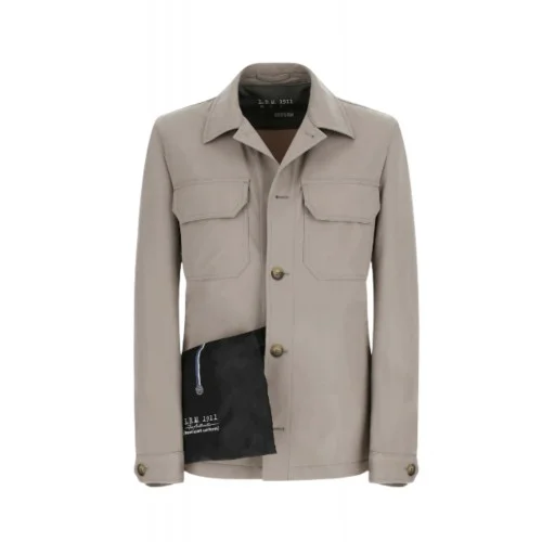 Jacheta LBM, Technical jersey overshirt in mineral sand beige