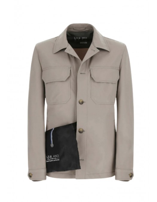 Jacheta LBM, Technical jersey overshirt in mineral sand beige - 6520632897