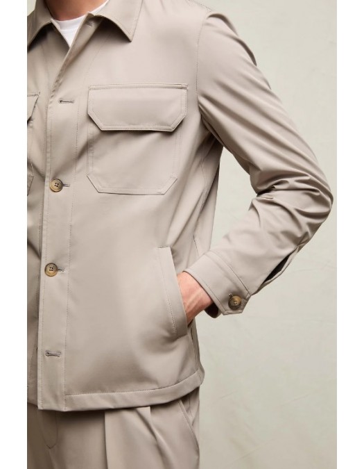 Jacheta LBM, Technical jersey overshirt in mineral sand beige - 6520632897
