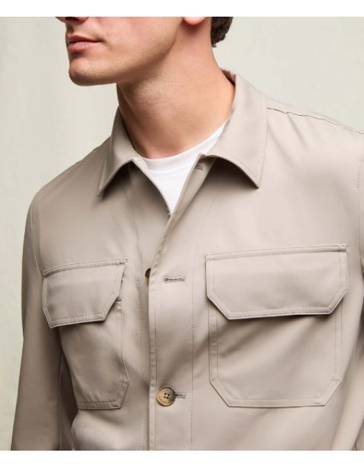 Jacheta LBM, Technical jersey overshirt in mineral sand beige - 6520632897
