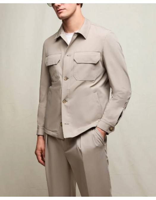 Jacheta LBM, Technical jersey overshirt in mineral sand beige - 6520632897
