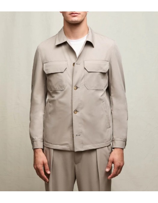 Jacheta LBM, Technical jersey overshirt in mineral sand beige - 6520632897