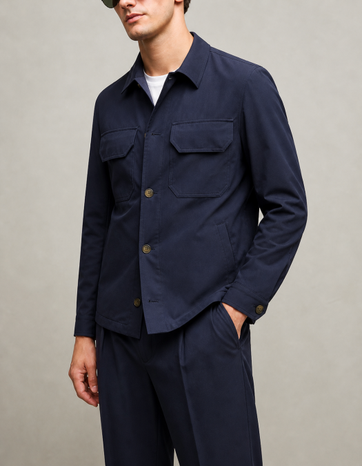 Jacheta LBM, Technical jersey overshirt in mineral sand bleu - 6520672897