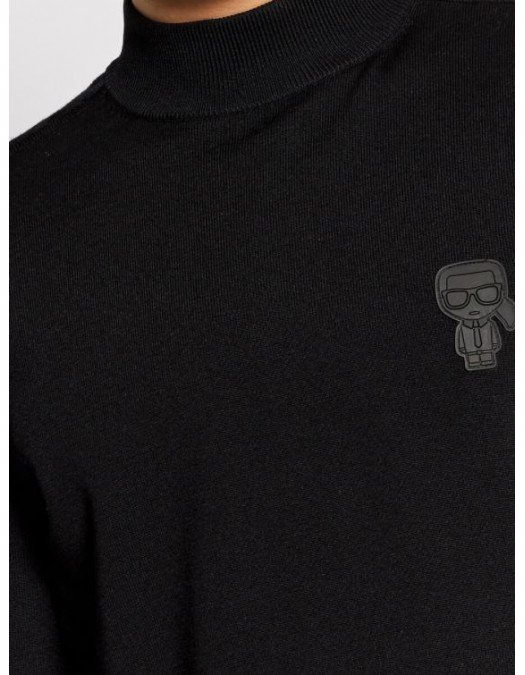 Pulover KARL LAGERFELD, BLACK, Logo pe Maneci - 655038512304990