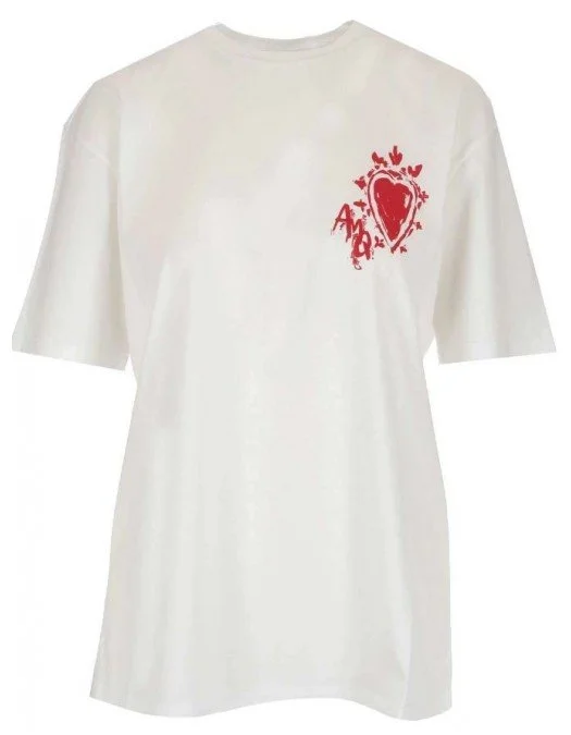 Tricou ALEXANDER MCQUEEN, Insertie Logo, Red Paint - 659729QZADJ0908 Tricou ALEXANDER MCQUEEN, Insertie Logo, Red Paint - 659729QZADJ0908