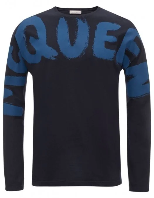 Alexander McQueenカットソー Bluza Alexander Mcqueen, Blue Print, Black - 664426QUZ890913