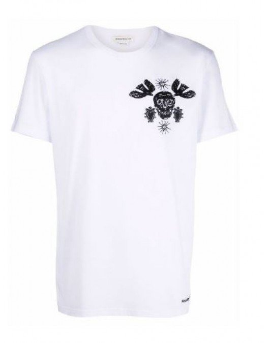Tricou ALEXANDER MCQUEEN, Embroidered Skull,White - 666613QRX049000