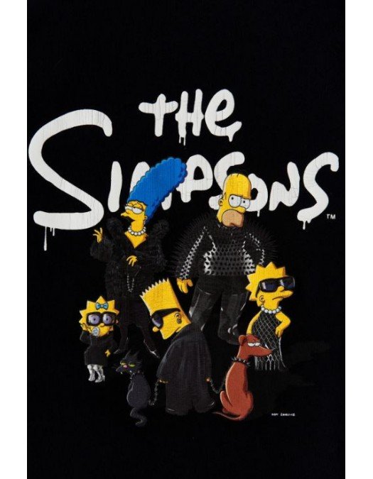 Tricou BALENCIAGA, Print The Simpsons, Oversized, Negru - 676589TLVG71000