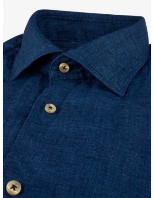 Camasa STENSTROMS, Dark blue Linen Shirt - 6747219170160