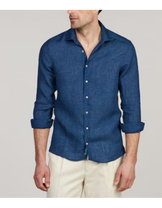Camasa STENSTROMS, Dark blue Linen Shirt - 6747219170160