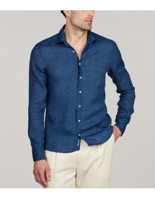 Camasa STENSTROMS, Dark blue Linen Shirt - 6747219170160