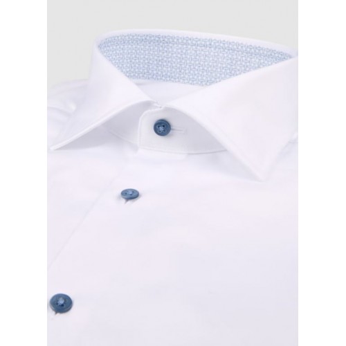 Camasa STENSTROMS, White Twill Shirt with Blue Contrast