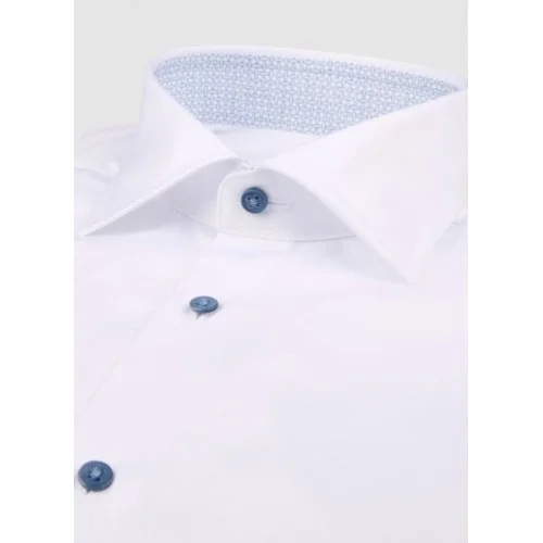Camasa STENSTROMS, White Twill Shirt with Blue Contrast